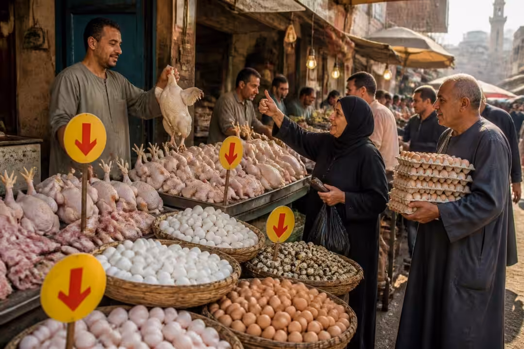انخفاض أسعار الدواجن والبيض في مصر يثير النقاش حول مدى فعالية «نظام الطيبات» وتأثيره على السوق المحلي.