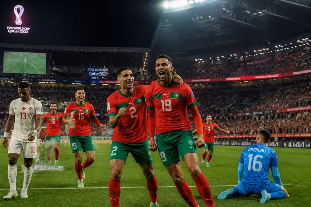 حقق المنتخب المغربي فوزاً كبيراً على كندا، مستضيفة كأس العالم، بنتيجة 3-0 وتأهل إلى ربع نهائي البطولة في مواجهة حماسية ومثيرة.